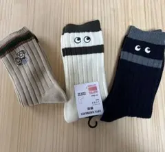 ユニクロ＆靴下屋　リブ編みソックス 3足セット