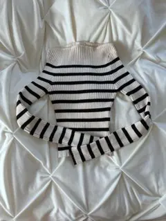 H&M ボーダー リブニット ボートネック 長袖 Sサイズ