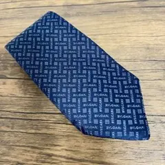 BVLGARI ブルガリ ネクタイシルク100% 柄もの ネイビー