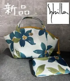 【新品】 Sybilla シビラ ミニバッグミニポーチ付きブルー花柄グリーン