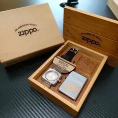 稼働品 96年製 ZIPPO ライター 時計 ギフトセット ヴィンテージのサムネイル