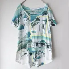 Style & Co. 豪華ラインストーン装飾 地中海総柄 Tシャツ XL