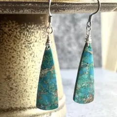 一点物＊ターコイズセディメン ピアス｜大人の上品ブルー 天然石