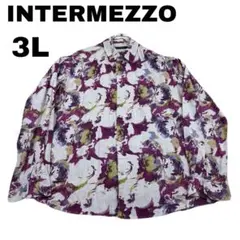 美品　INTERMEZZO 総柄　花柄シャツ 3L 春夏コーデ