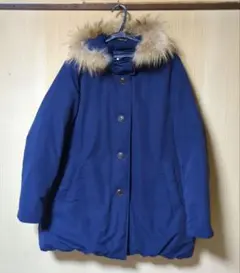 ネイビー ファー付きフード ダウンジャケット