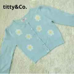 【titty&Co.】ティティアンドコー 水色カーディガン 花柄 フリーサイズのサムネイル