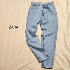 ZARA ユーズド加工ハイウエストテーパードデニム USA 4