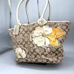 極美品】COACH トートバッグ 花 フラワー アップリケ A4 希少価値高 