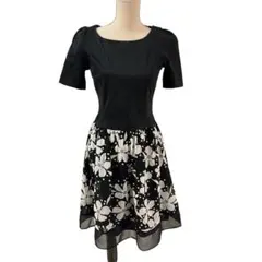 エムズグレイシー ワンピース 花柄 半袖 モノトーン