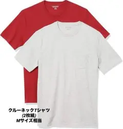 2枚組クルーネックTシャツスリムフィット (Msize相当)レッド/グレー