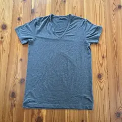 メンズ　Lサイズ　ヒートテック　半袖　グレー　Vネック