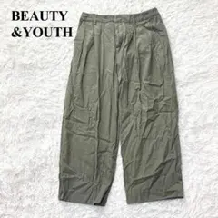 ビューティー&ユース ワイドパンツ タック ハイウエスト ゆったり コットン