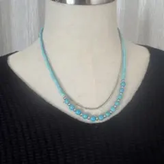 ターコイズブルー 二重ネックレス