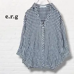 イーアールジー e.r.g☆チェックシャツ スキッパー 抜き襟 カジュアル【M】のサムネイル
