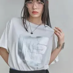 ホワイト×シルバー 半袖 Tシャツ　MIRROR STOKE