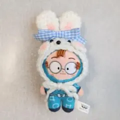 うさぎ　ボンネット　白　まんまるほっぺ　8cm　ほわぬい　忍たま　ぬい服
