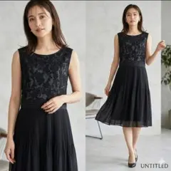 UNTITLED アンタイトル【2】ドレスワンピース 膝丈 黒 結婚式 式典 M