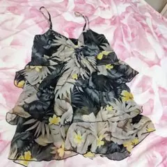 【165】フラワープリント ノースリーブチュニック