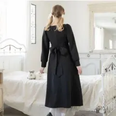 夢展望 Dearmyloverose バックリボンロングフレアワンピース 黒のサムネイル