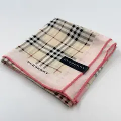 【美品】 BURBERRY コットン ノバチェック フェミニン ハンカチ
