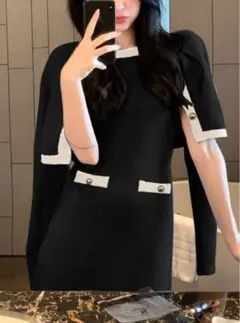 GRL 配色カーディガン×ミニワンピースニットセットアップ