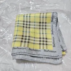 BURBERRY　チェック柄　シルクスカーフ　レモンイエロー　黄色