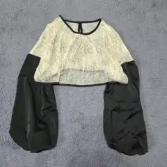 レース　袖ボリューム　ボレロ