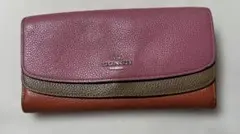 レザー長財布 ピンク コーチ
