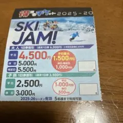 スキージャム勝山　リフト割引券