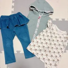 女の子 3点セット ズボンノースリーブパーカー Tシャツ まとめ売り 80 90