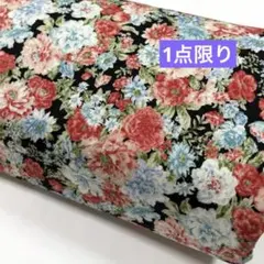 生地　ハギレ　薔薇柄　アンティーク　フラワー　オックス地　110×50cm