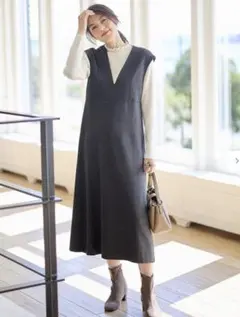 【新品】anyFAM　ライトツイードジャンスカ　２Mサイズ　チャコール