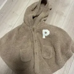 ジェラートピケ フード付きポンチョ 80-90cm ブラウン