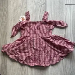 赤と白のギンガムチェックワンピース