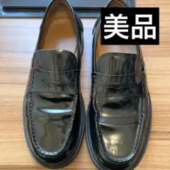 美品 zara ガラスレザー コインローファー 本革 ビジネス