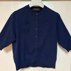 CABaN ファインポリエステル ハーフスリーブポケットカーディガン ネイビー