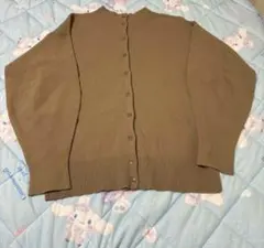 andemiu ブラウンニットボタン付きカーディガン キレイめ カジュアル