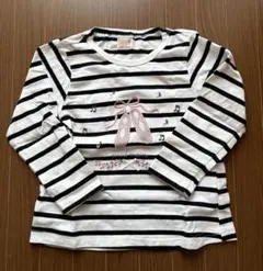 【美品】プティマイン　ボーダー柄ロンT 90