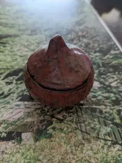 赤茶色の陶器製調味料入れ 蓋付き