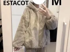 ESTACOT フード付きボアジャケット ベージュ ボアアウター