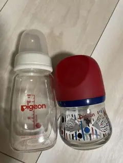 Pigeon 哺乳瓶セット 透明・赤・青　スリムと普通