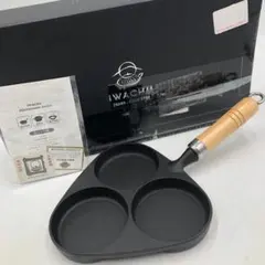 岩鋳 Iwachu 目玉焼 3ヶ焼 木柄付 黒焼付 南部鉄器/Y41928-Q1のサムネイル