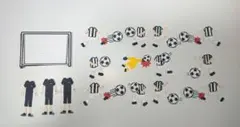 サッカー★色紙・寄せ書き用シール12枚セット★黒×白 ストライプ