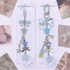 水色 ビーズキーホルダー/ストラップ y2k 韓国 コレクトブック ブルー 平成