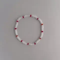 【ハンドメイド】ドットブレスレット 赤