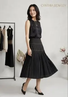 CYNTHIA ROWLEY シンシアローリー ブラック プリーツスカート 1のサムネイル