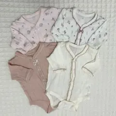 長袖前開きロンパース肌着4枚セット