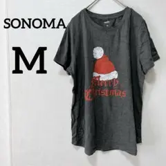 ✨匿名配送✨️SONOMA【Ｍ】クリスマスTシャツ グレー カジュアル かわいい