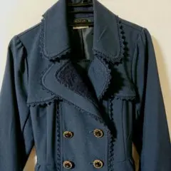 axes femme レース使いトレンチコート 紺 ネイビー Mサイズ