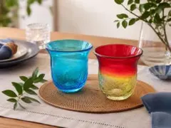 vidro roman 琉球浪漫 フリーグラス 2客セット　琉球ガラス風 未使用